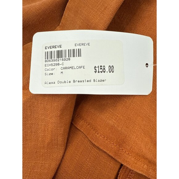Evereve Alexa Linen Double Breasted‎ V-neckline Brown Blazer M - Picture 7 of 9